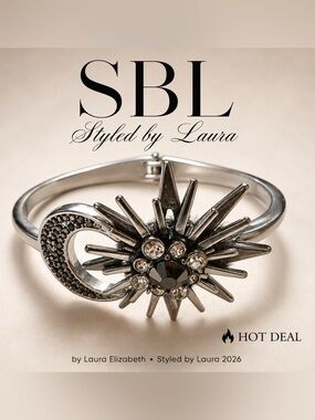 LC Lauren Conrad Celestial Moon Sunburst Crystal Hinged Bracelet 🌙